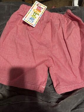 Jelly Beans red & white Gingham Elastic Waist Kids Shorts